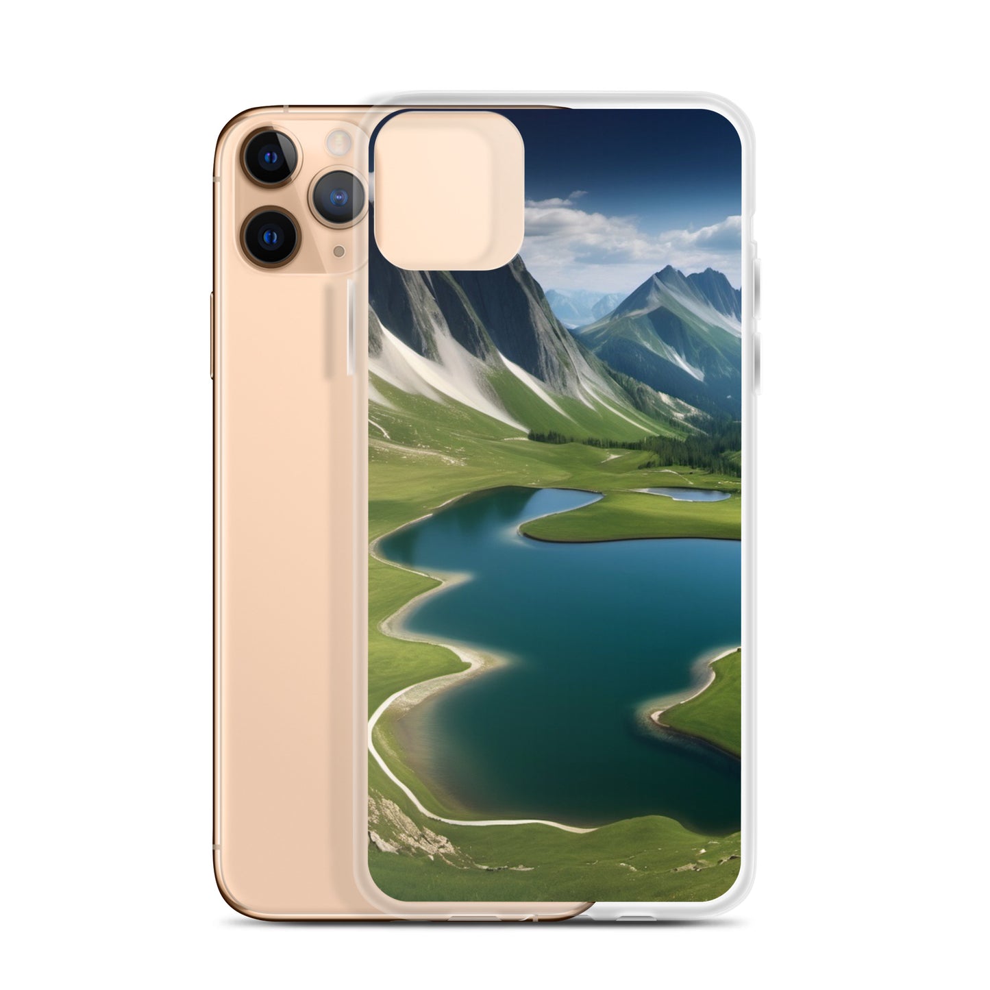 Alpine Lake View & Mountain Valley Scene iPhone 11 Pro Case, iPhone 12 Mini Case & More – Available for iPhone 7 to 16