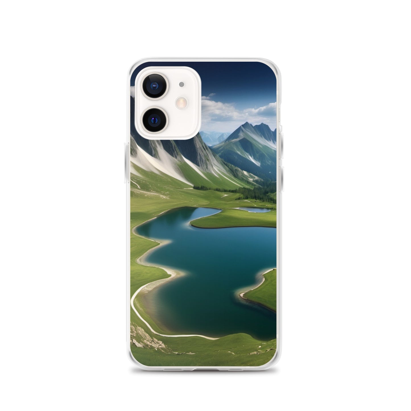 Alpine Lake View & Mountain Valley Scene iPhone 11 Pro Case, iPhone 12 Mini Case & More – Available for iPhone 7 to 16 iPhone 12