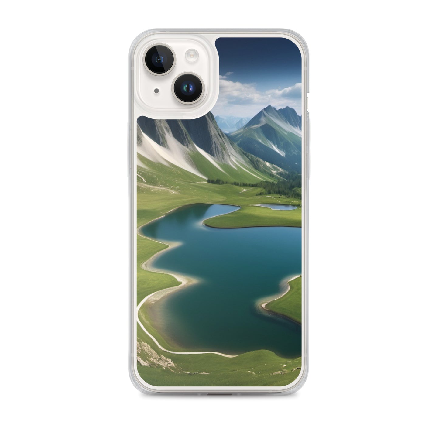Alpine Lake View & Mountain Valley Scene iPhone 11 Pro Case, iPhone 12 Mini Case & More – Available for iPhone 7 to 16 iPhone 14 Plus