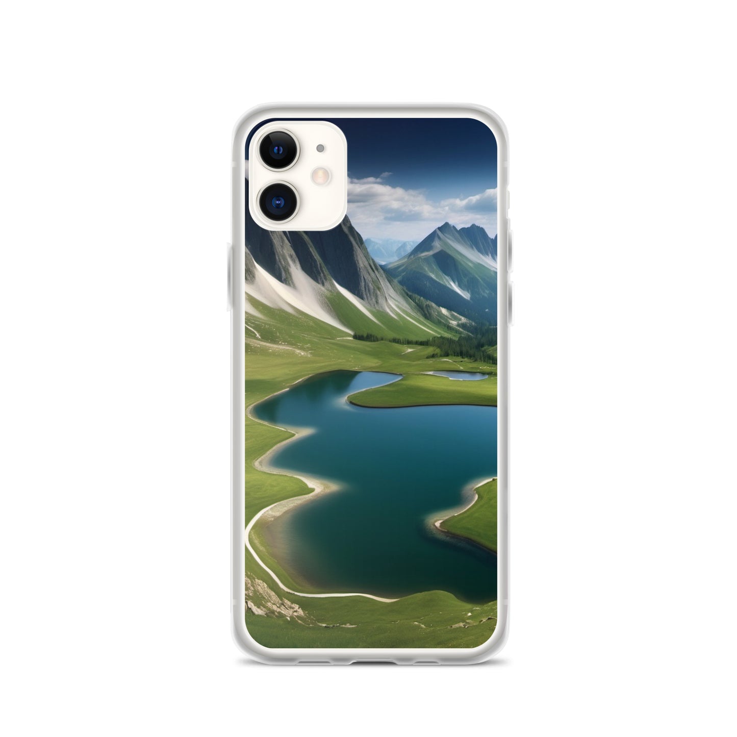 Alpine Lake View & Mountain Valley Scene iPhone 11 Pro Case, iPhone 12 Mini Case & More – Available for iPhone 7 to 16 iPhone 11