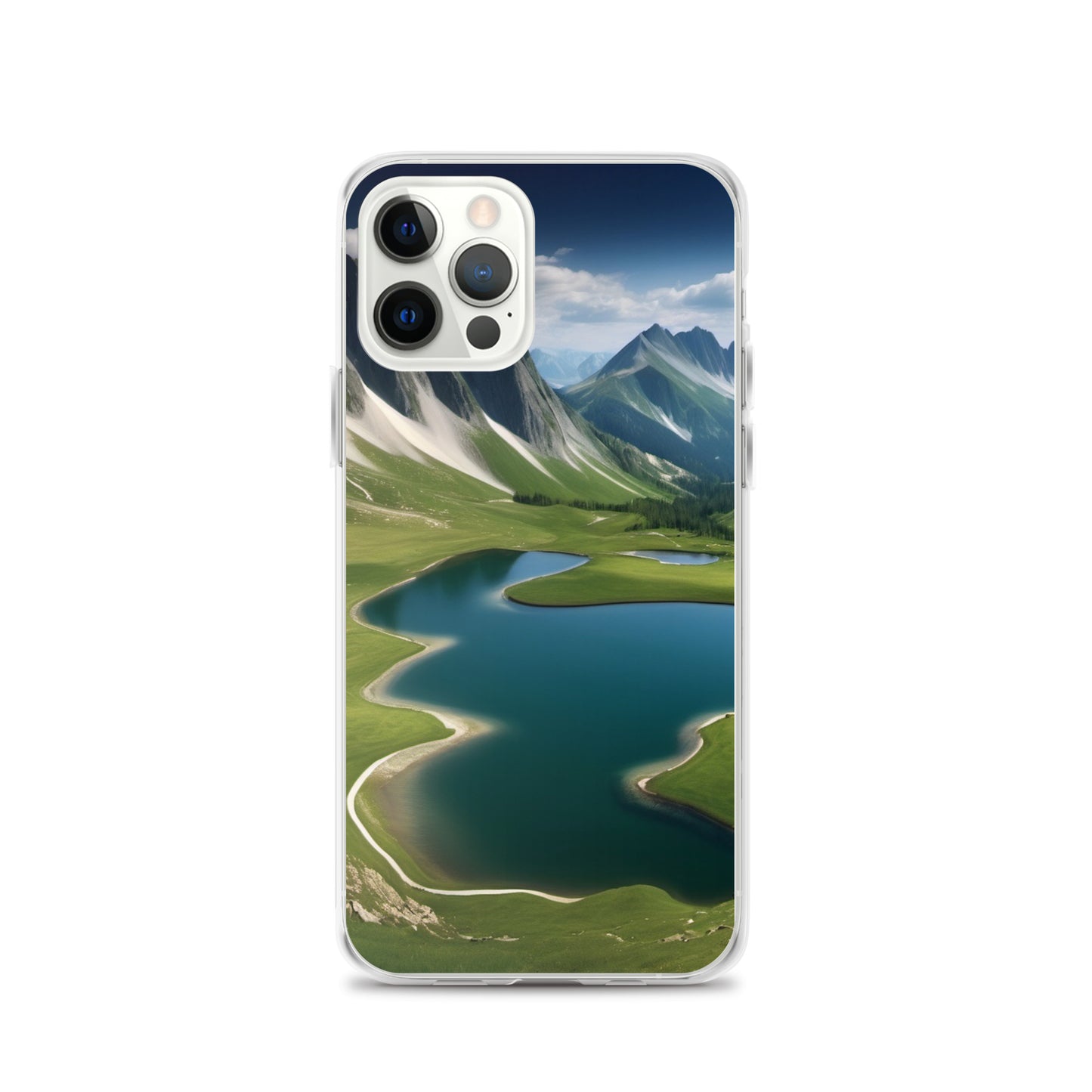 Alpine Lake View & Mountain Valley Scene iPhone 11 Pro Case, iPhone 12 Mini Case & More – Available for iPhone 7 to 16 iPhone 12 Pro