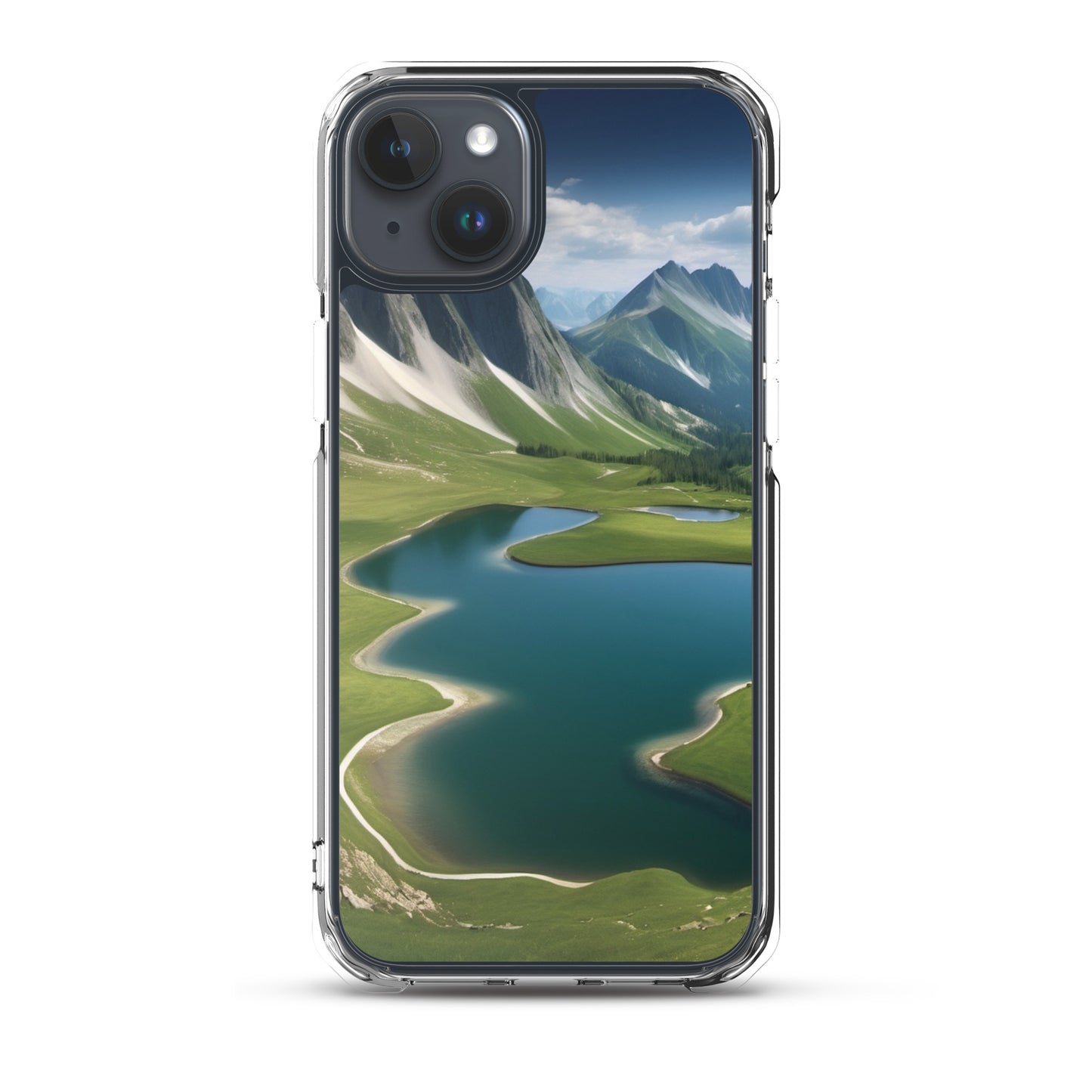 Alpine Lake View & Mountain Valley Scene iPhone 11 Pro Case, iPhone 12 Mini Case & More – Available for iPhone 7 to 16 iPhone 15 Plus