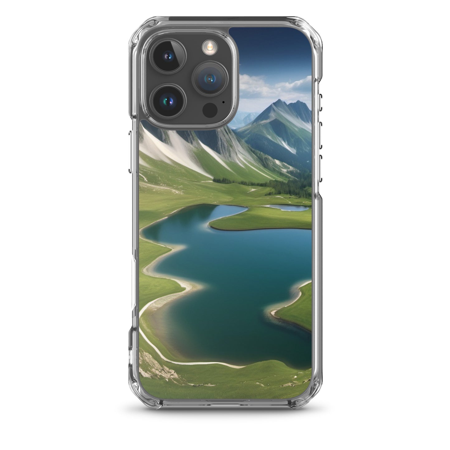 Alpine Lake View & Mountain Valley Scene iPhone 11 Pro Case, iPhone 12 Mini Case & More – Available for iPhone 7 to 16 iPhone 16 Pro Max