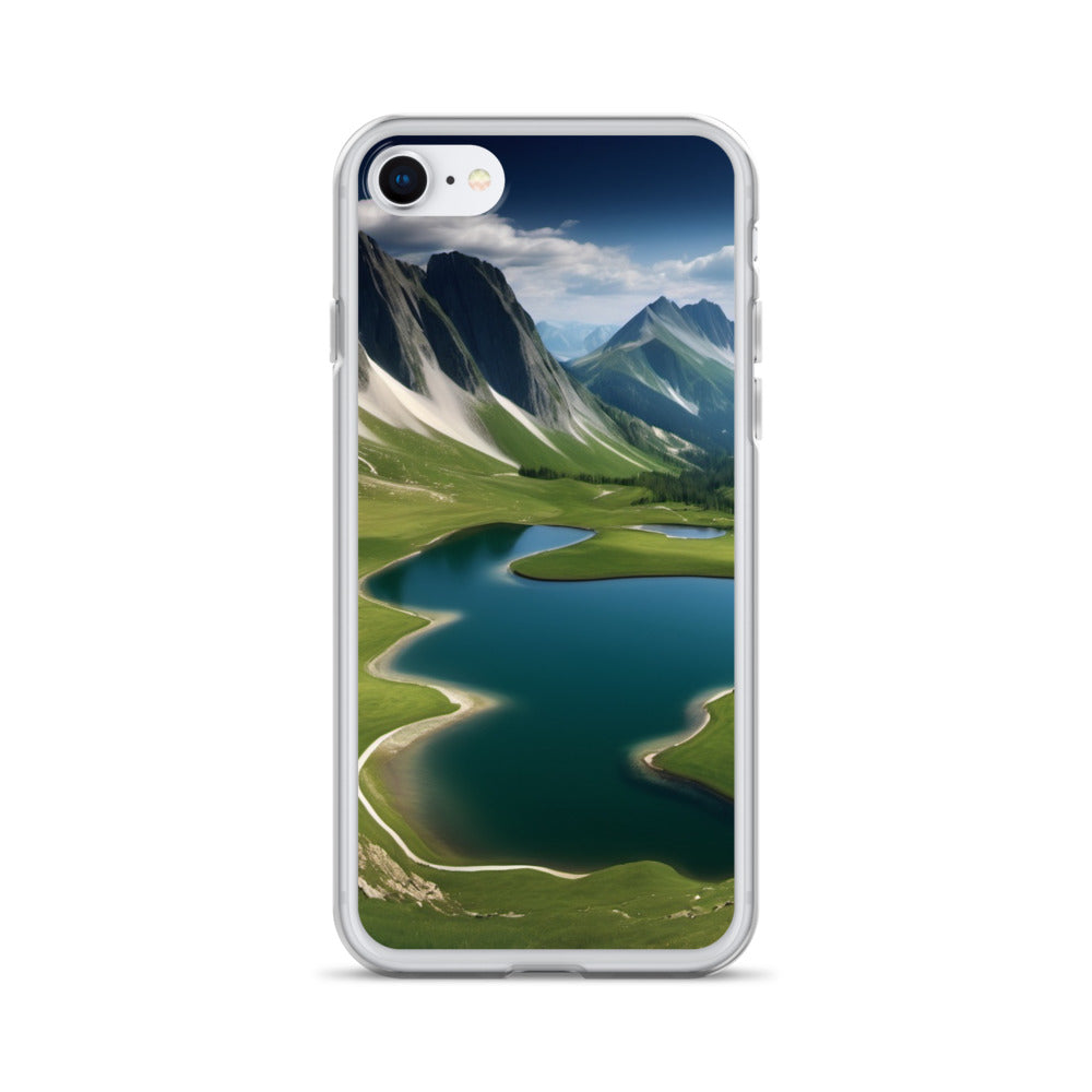 Alpine Lake View & Mountain Valley Scene iPhone 11 Pro Case, iPhone 12 Mini Case & More – Available for iPhone 7 to 16 iPhone SE